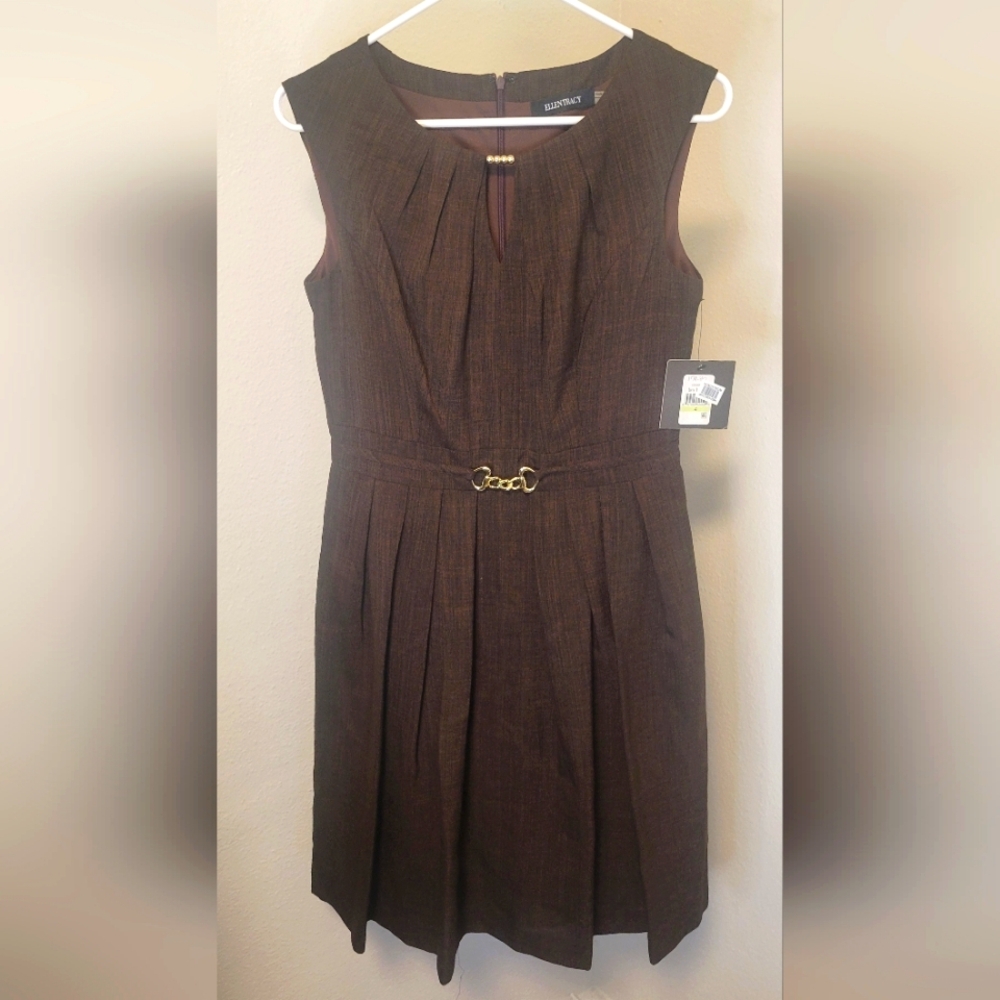 Vintage Ellen Tracy Brown Knit Dress
